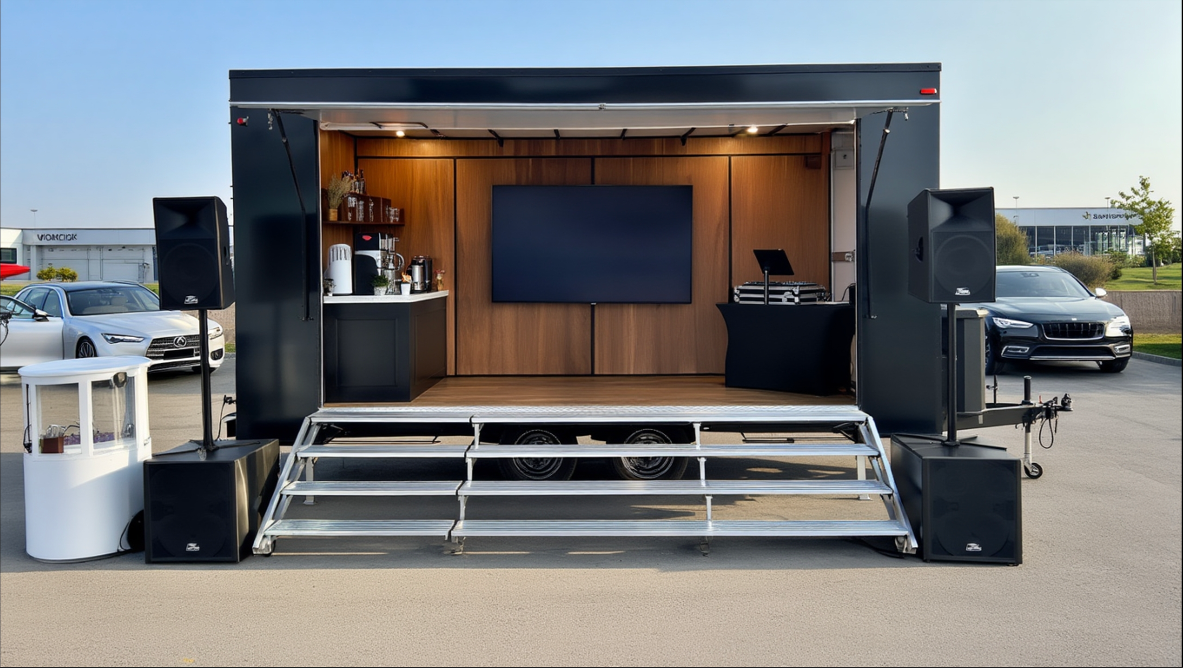 VIP WC-Anhänger im Einsatz bei einer Gartenhochzeit – Platzhalter